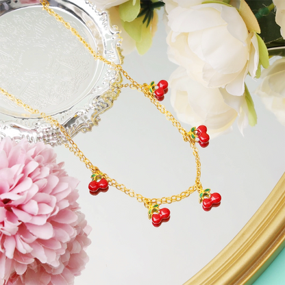 Red Cherry Charm Necklace