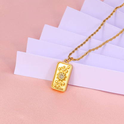 Sun Moon Tarot Card Zircon Necklace