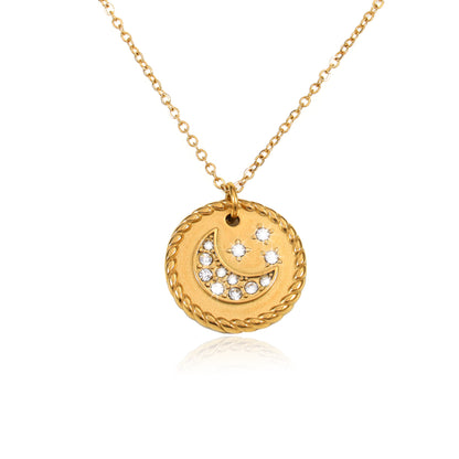 Diamond Moon Star Pendant Necklace