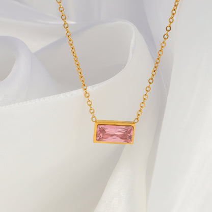 Baguette-shaped Zircon Pendant Necklace