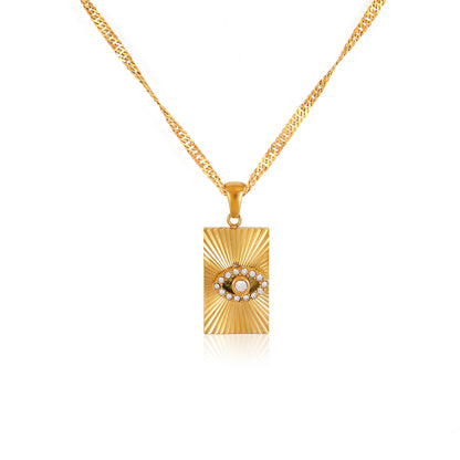 Zircon Evil Eye Pendant Necklace