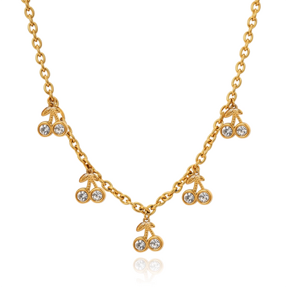 White Zircon Cherry Necklace