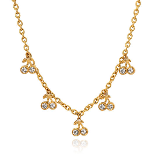 White Zircon Cherry Necklace