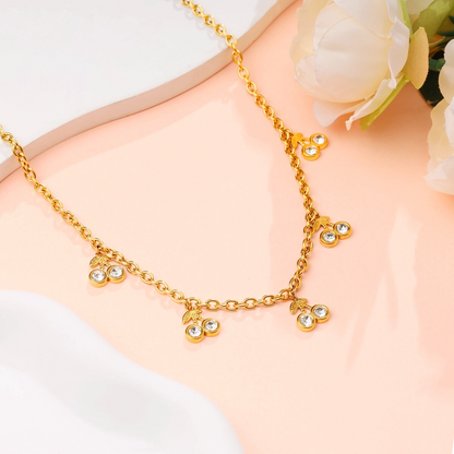 White Zircon Cherry Necklace