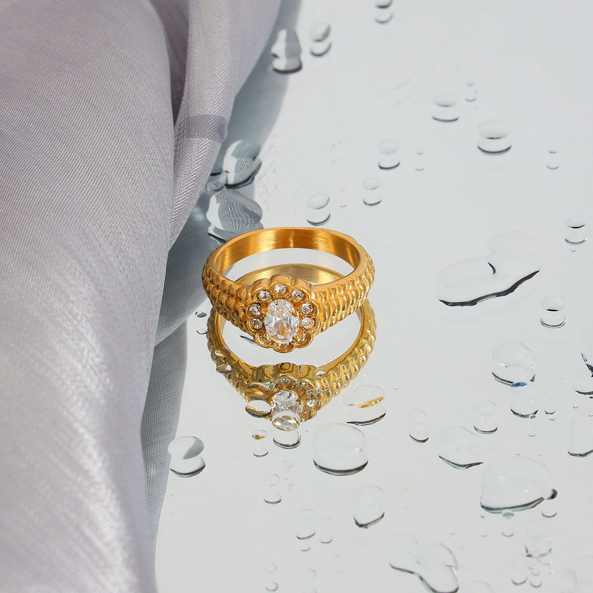 Double-layer Stone Oval Ring