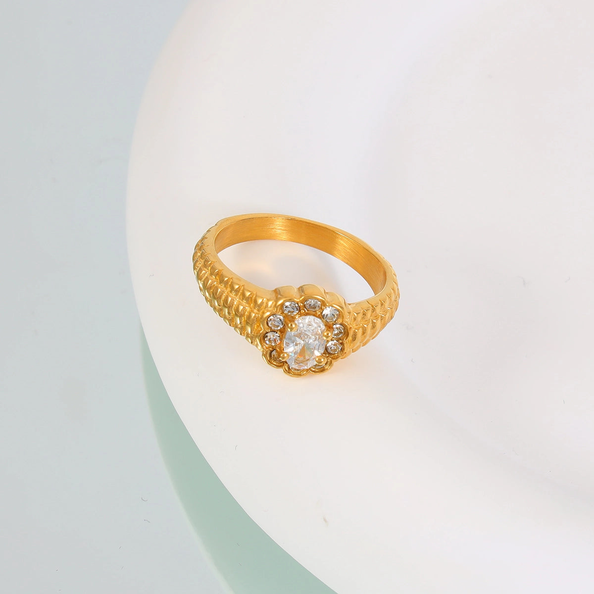 Double-layer Stone Oval Ring