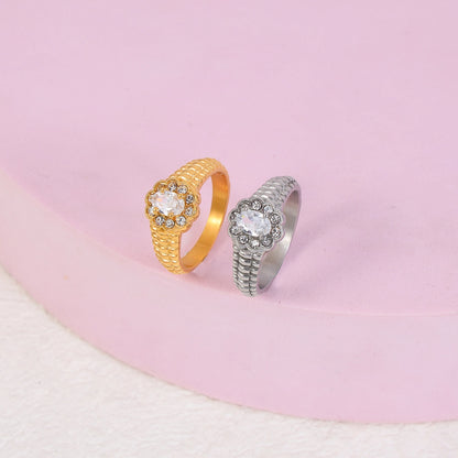 Double-layer Stone Oval Ring