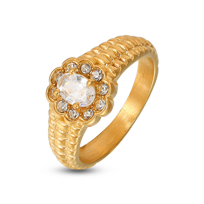 Double-layer Stone Oval Ring