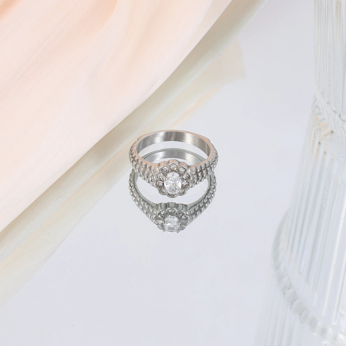 Double-layer Stone Oval Ring