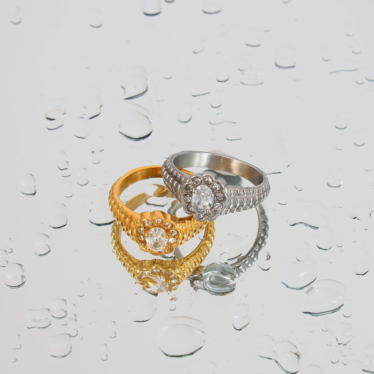 Double-layer Stone Oval Ring