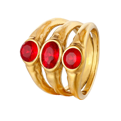 Three-layer Oval Zircon Ring