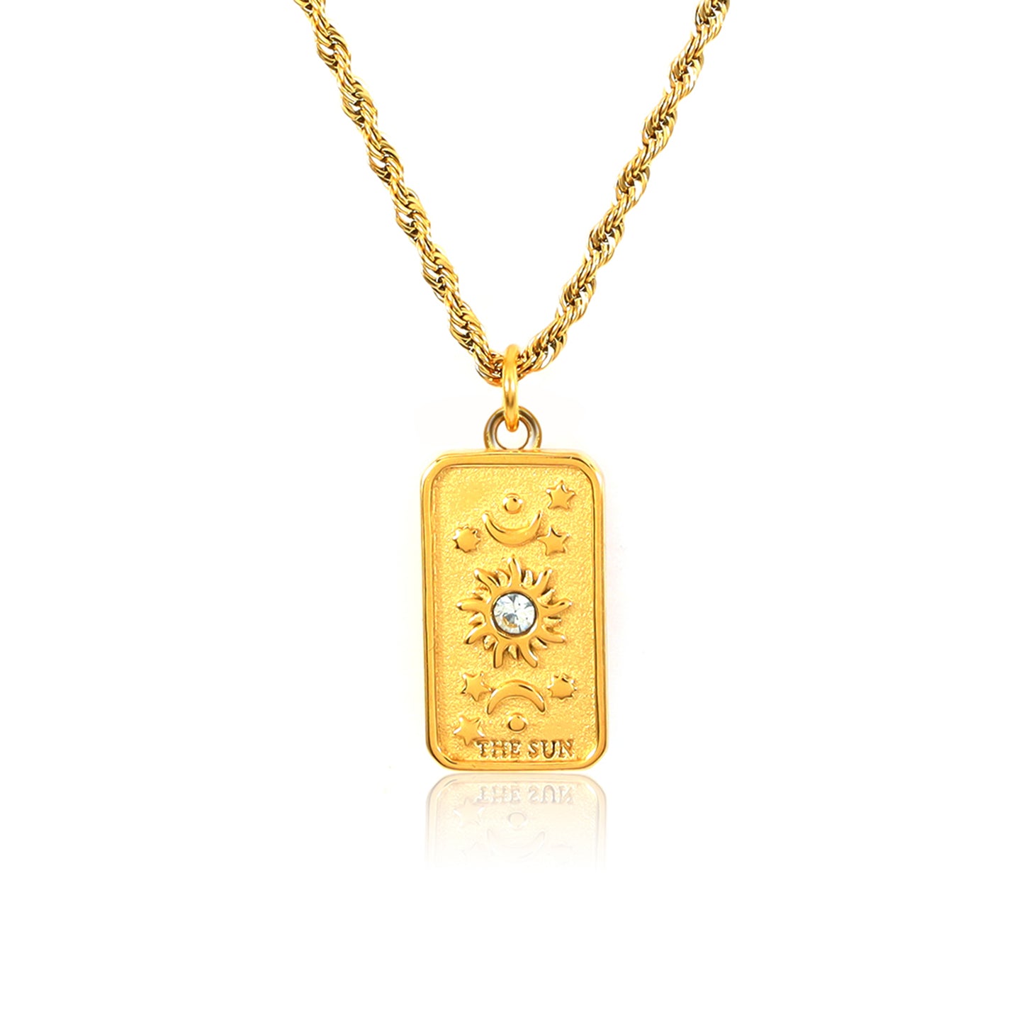 Sun Moon Tarot Card Zircon Necklace