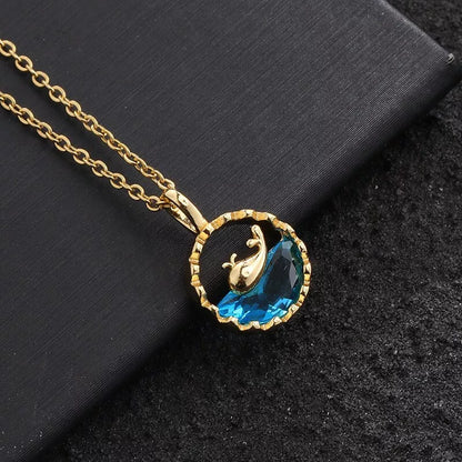 Blue Ocean Whale Pendant Necklace