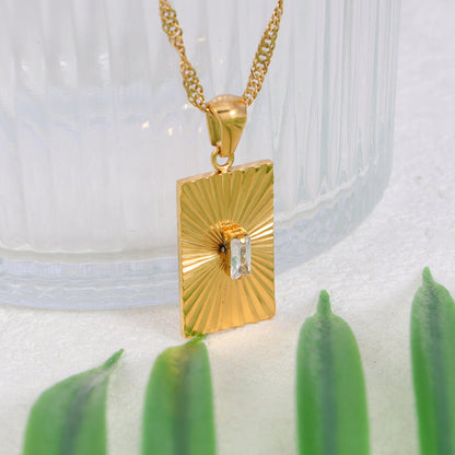 Zircon Rectangular Pendant Necklace