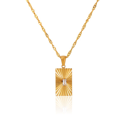 Zircon Rectangular Pendant Necklace