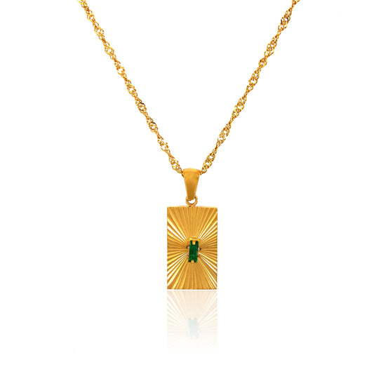 Zircon Rectangular Pendant Necklace