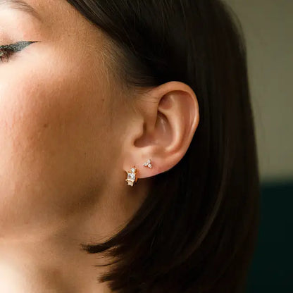 Mini Square Symmetrical Diamond Hoop Earrings