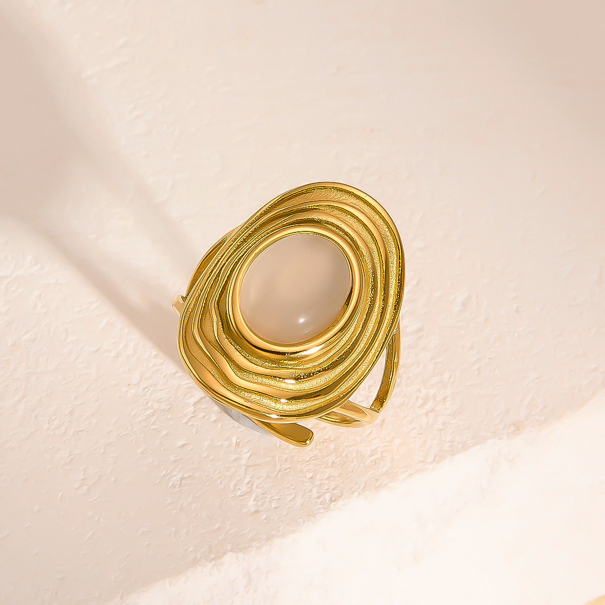 Round Cat's Eye Adjustable Ring