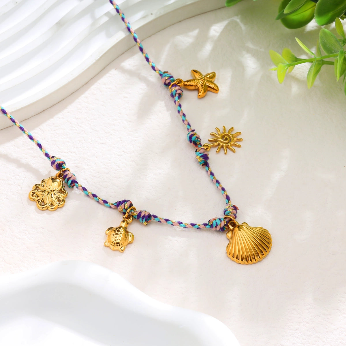 Shell Ocean Summer Colored Rope Necklace