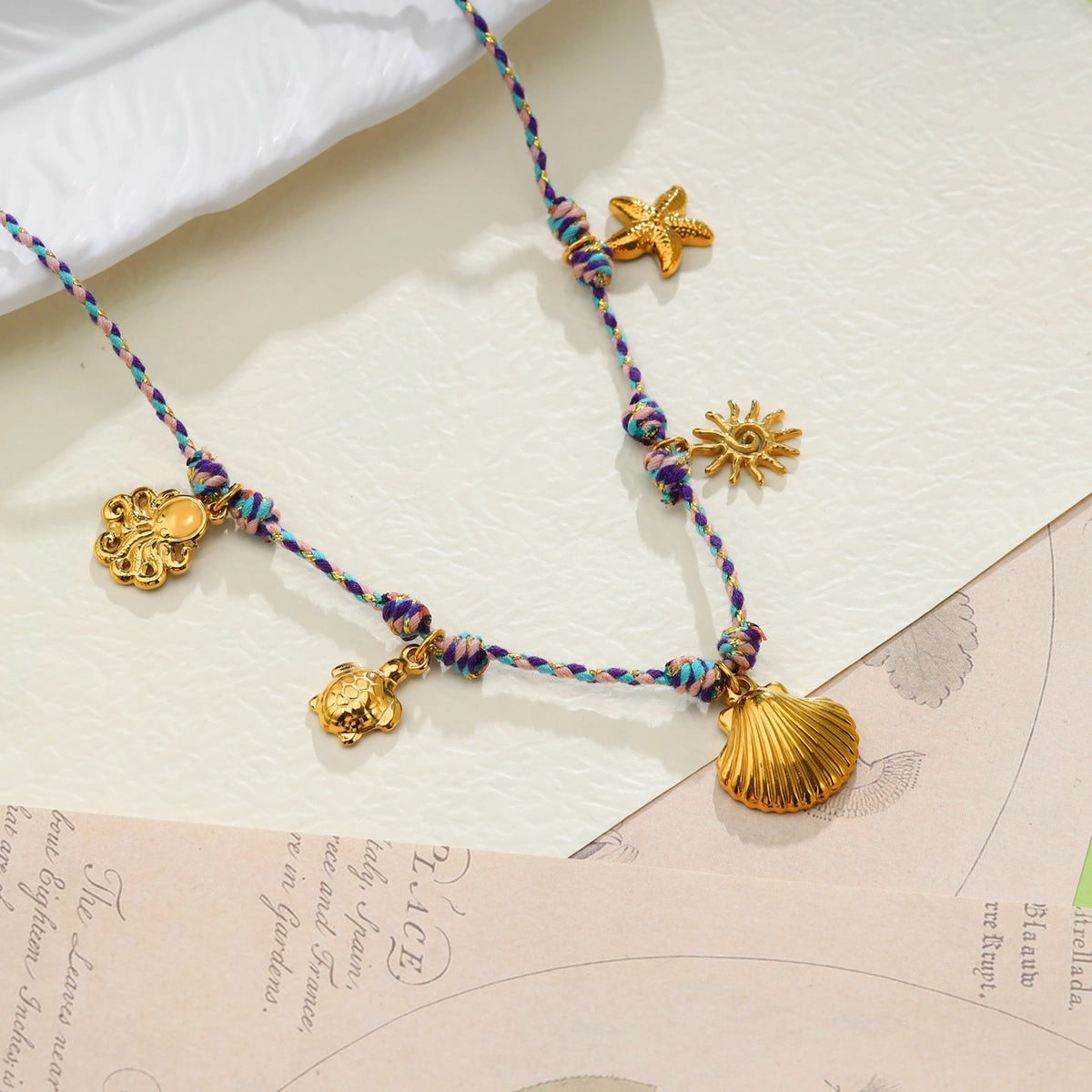 Shell Ocean Summer Colored Rope Necklace