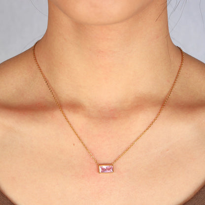 Baguette-shaped Zircon Pendant Necklace