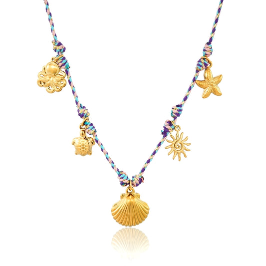 Shell Ocean Summer Colored Rope Necklace