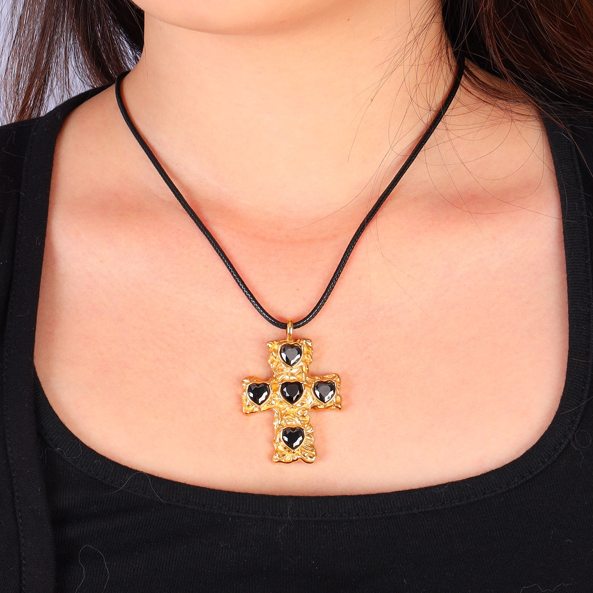 Love Zircon Cross Pendant Necklace