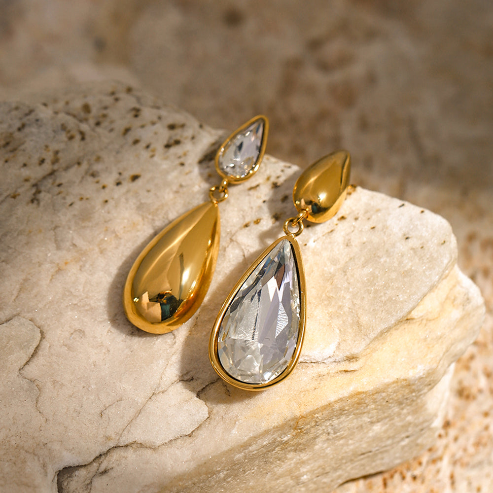 Asymmetric Crystal Teardrop Earrings