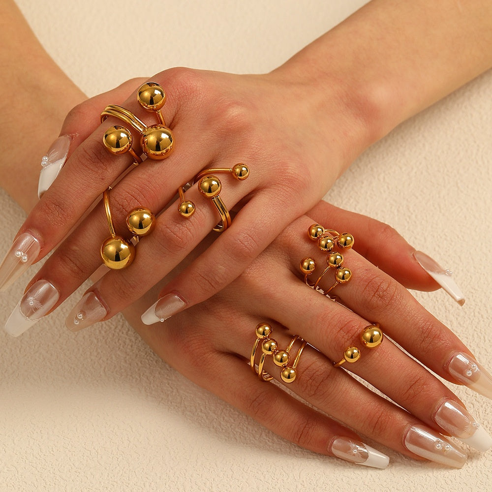 Beaded Multi-layered Asymmetric Open Ring