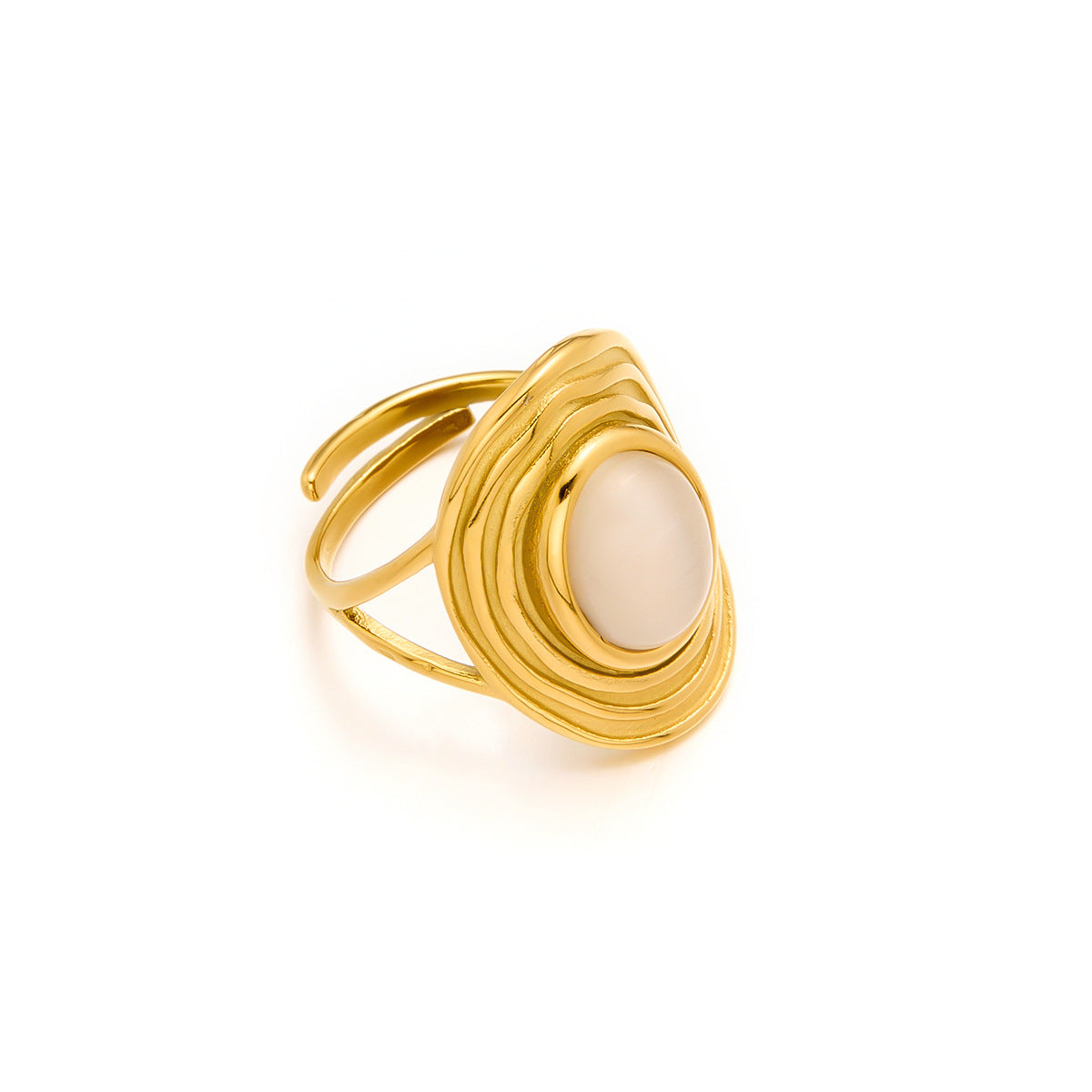 Round Cat's Eye Adjustable Ring