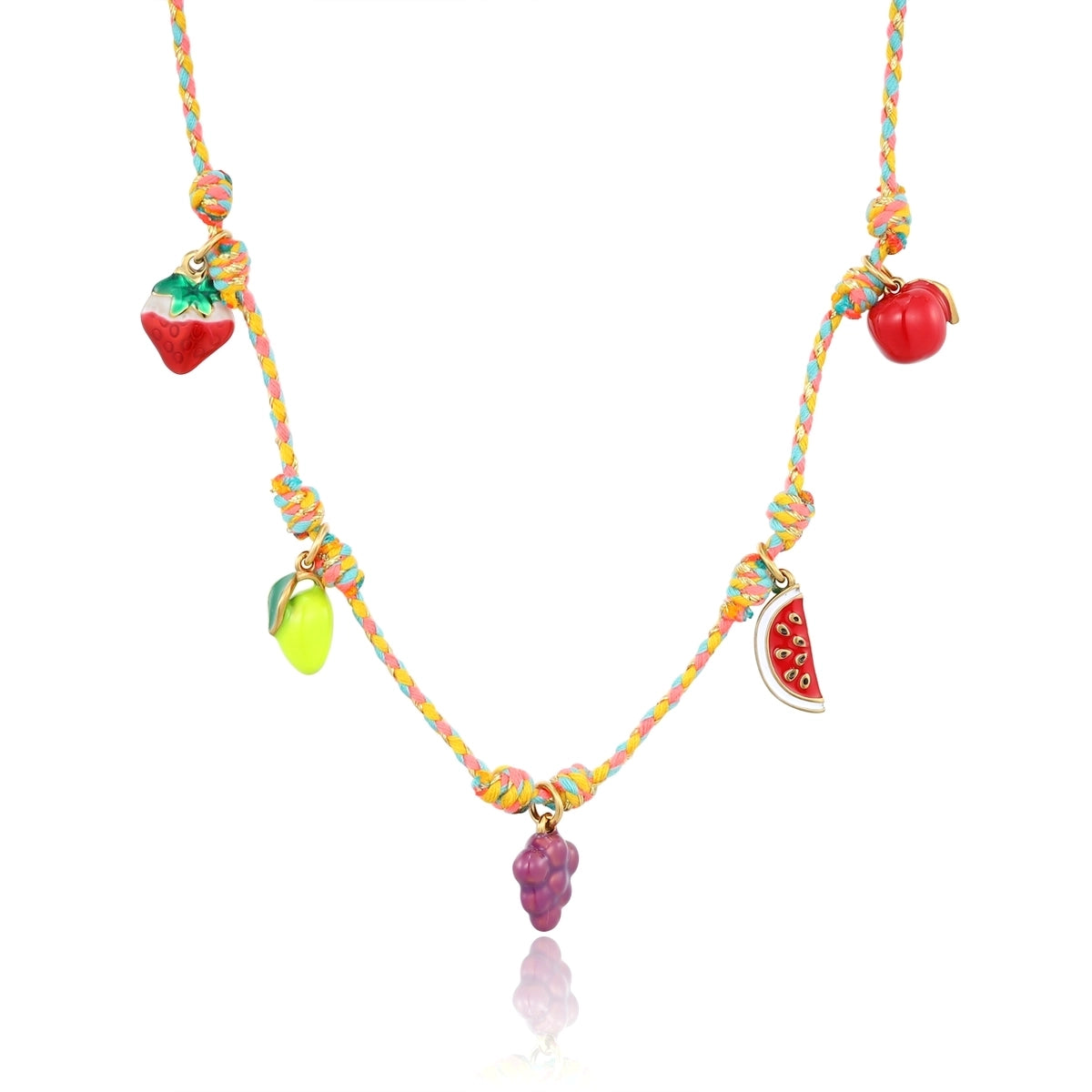 Grape Fruit Colored Rope Pendant Necklace