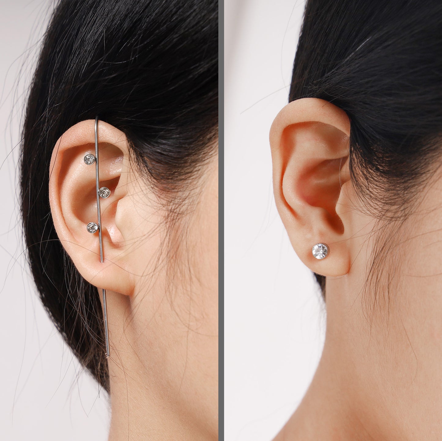 Zircon Pierced Earrings Ear Clips