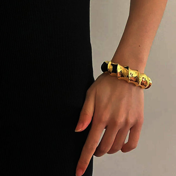 Twist bamboo bold Cuff Bracelet