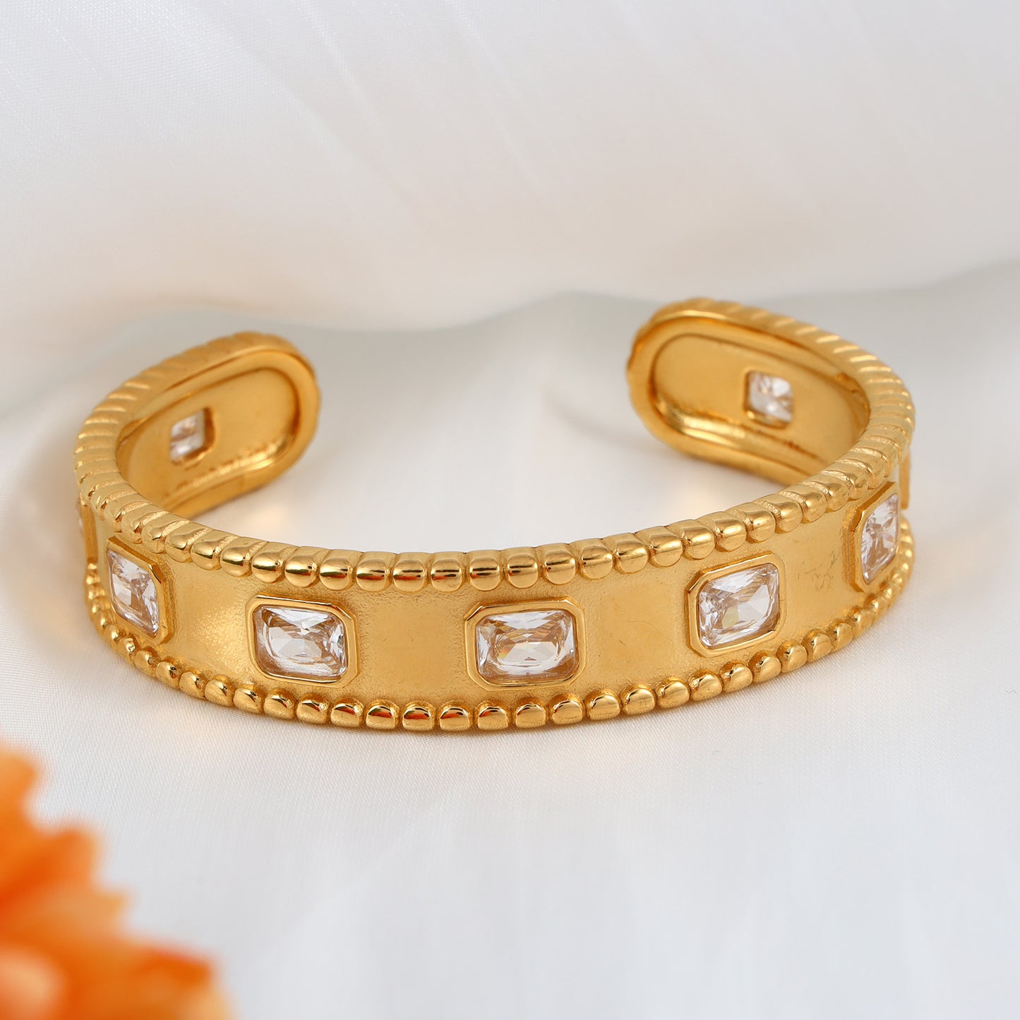 Quadrilateral Zircon Cuff Bracelet