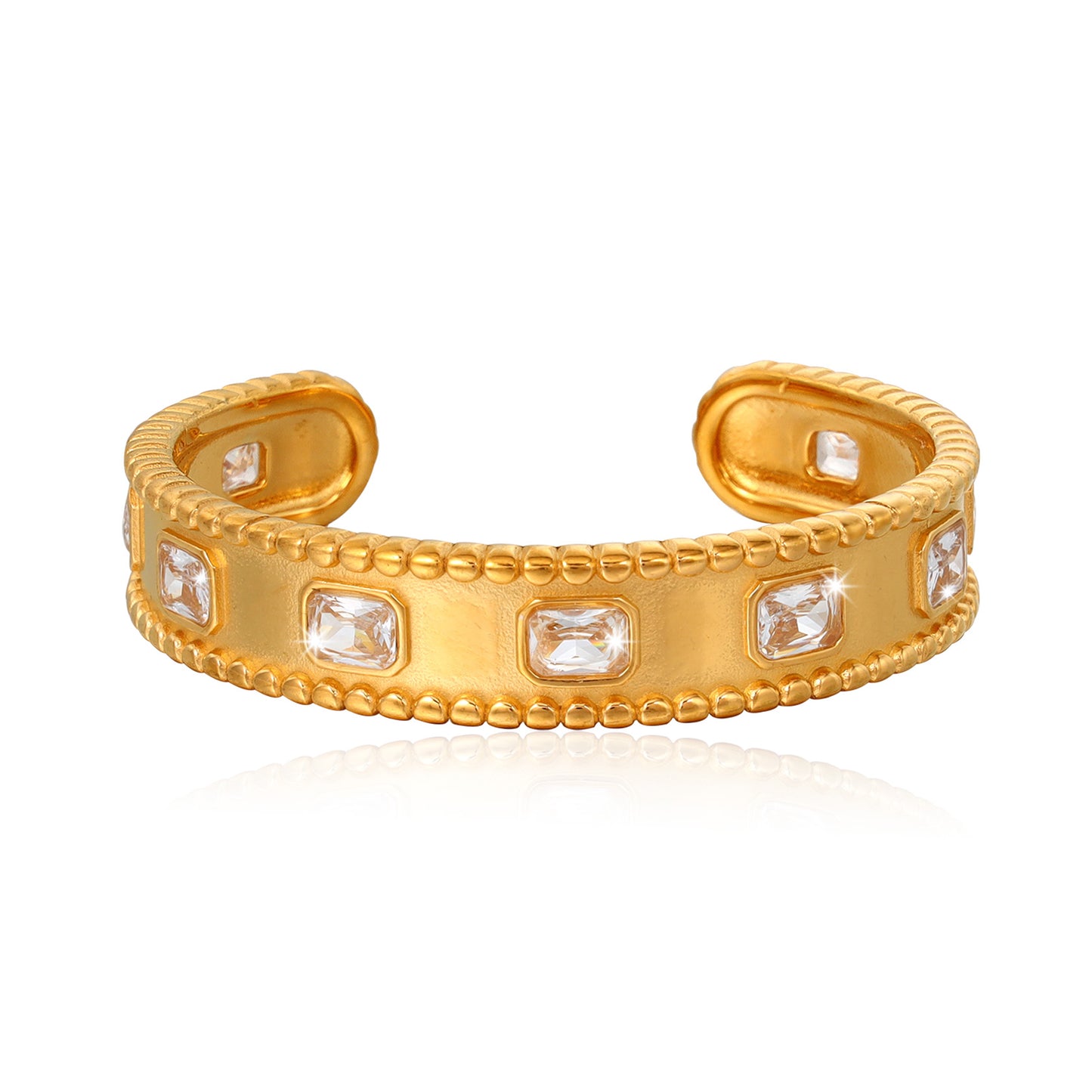 Quadrilateral Zircon Cuff Bracelet