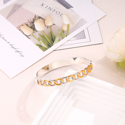 Two Tone Chain Link Bracelet Bangle