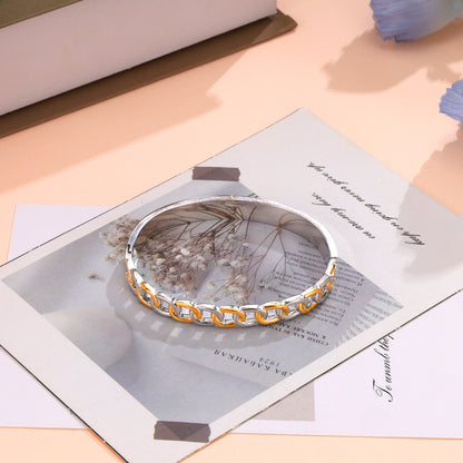 Two Tone Chain Link Bracelet Bangle