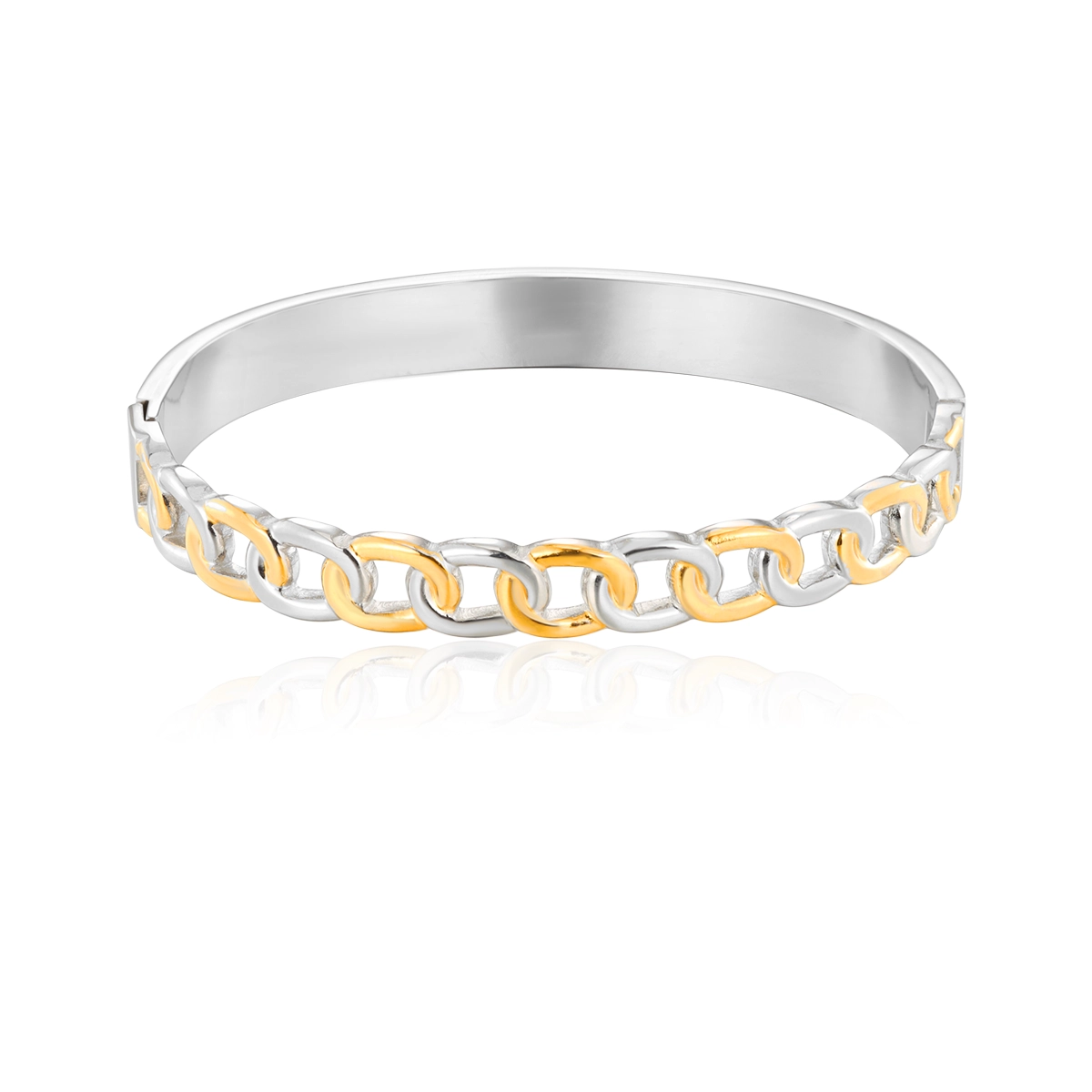 Two Tone Chain Link Bracelet Bangle