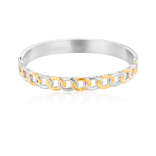 Two Tone Chain Link Bracelet Bangle