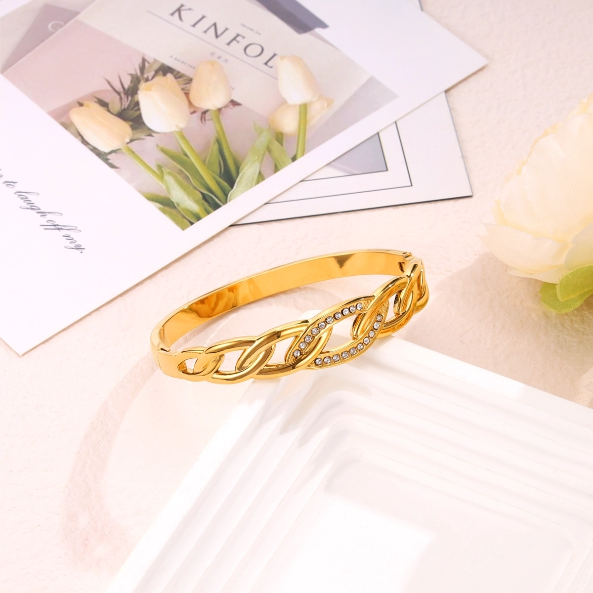 Zircon Chain Link Bracelet Bangle