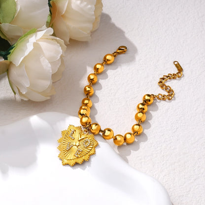 Love Pendant Bead Chain Bracelet