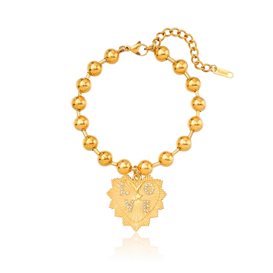 Love Pendant Bead Chain Bracelet