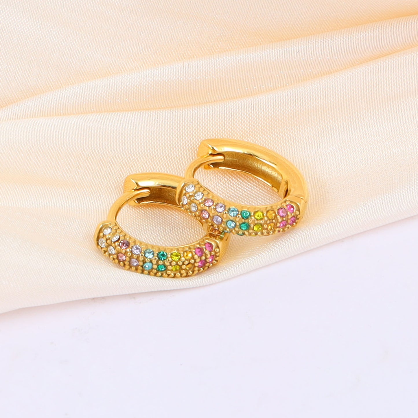 Stones Hoop Earrings