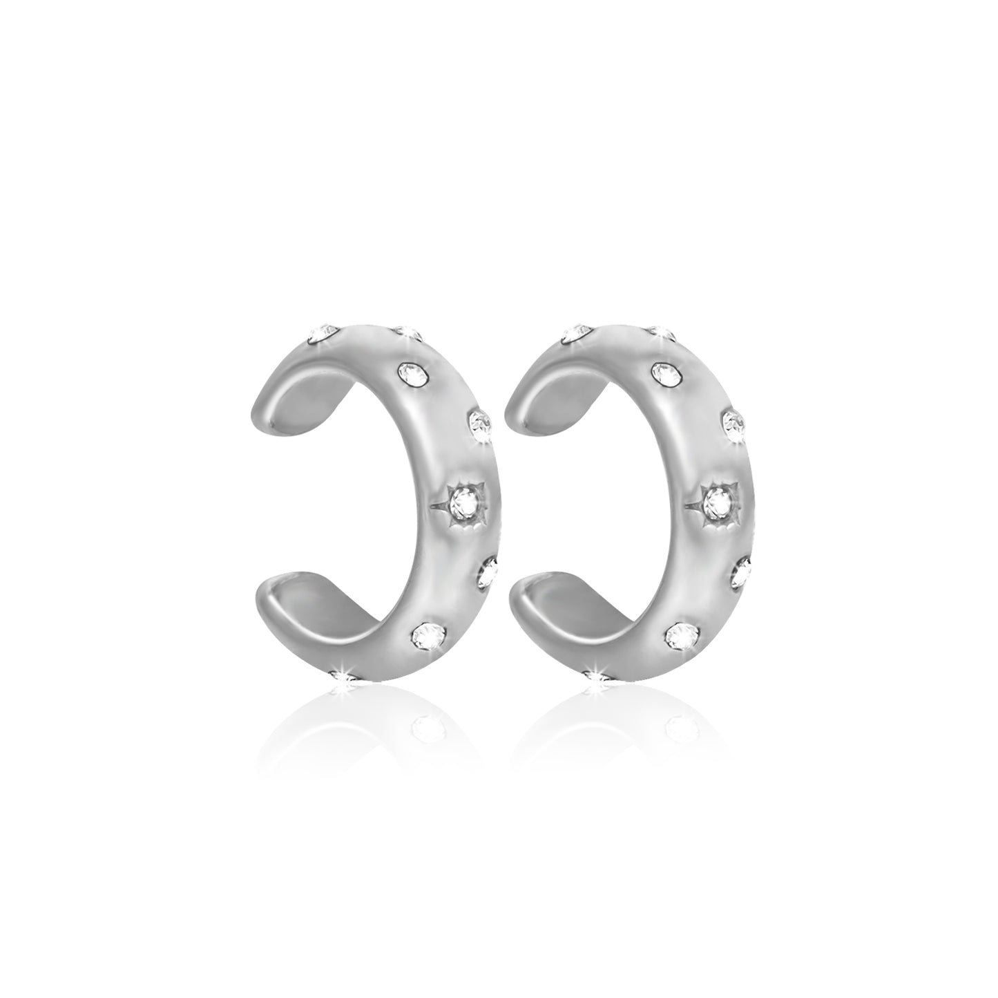 Zircon Contour Cuff Earrings