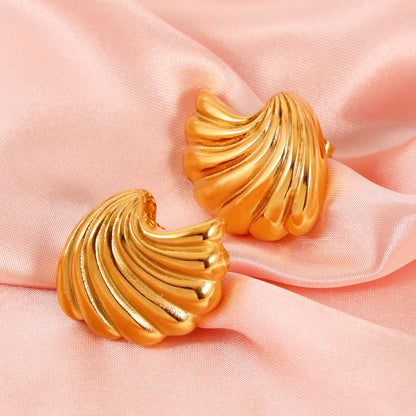 Wave Curved Shell Stud Earrings