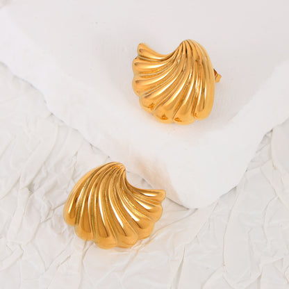 Wave Curved Shell Stud Earrings