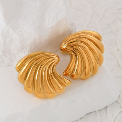 Wave Curved Shell Stud Earrings