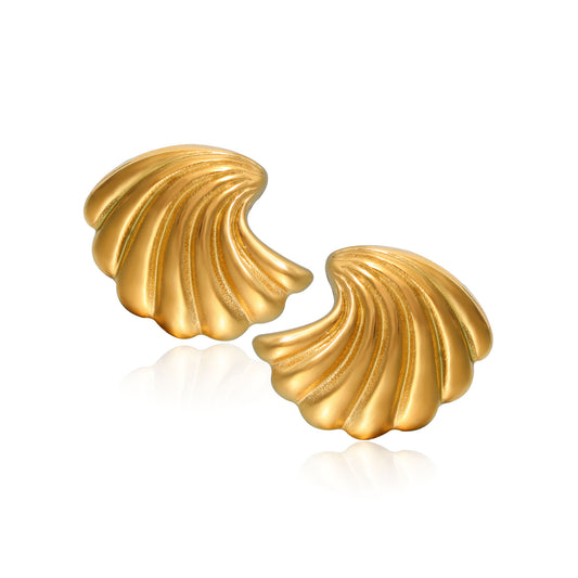 Wave Curved Shell Stud Earrings