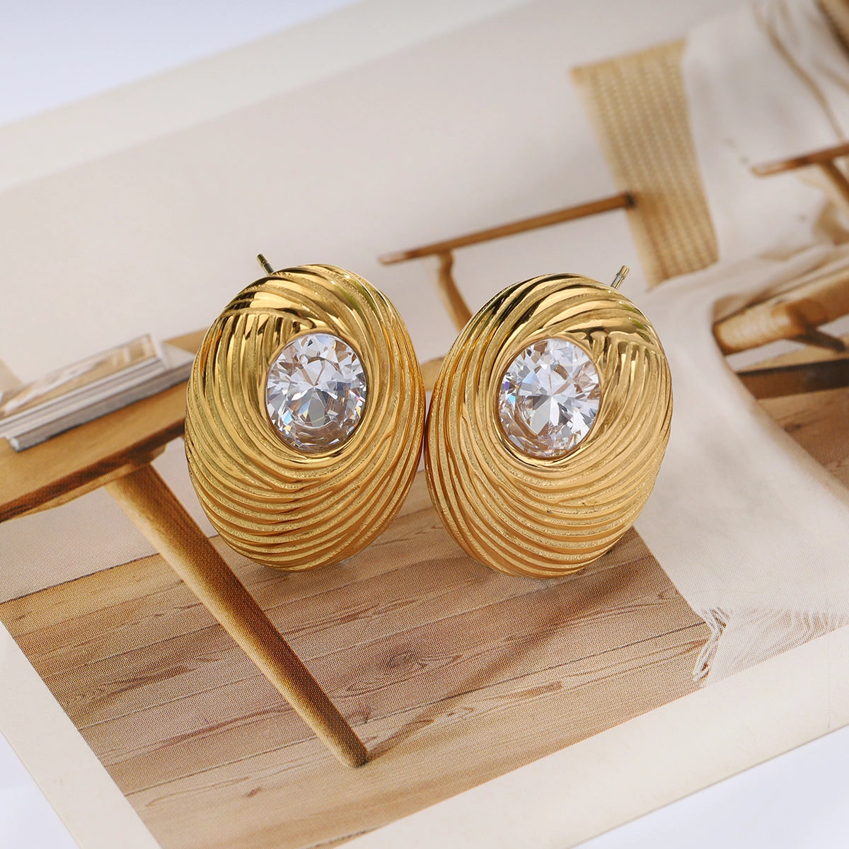 Zircon Textured Earrings