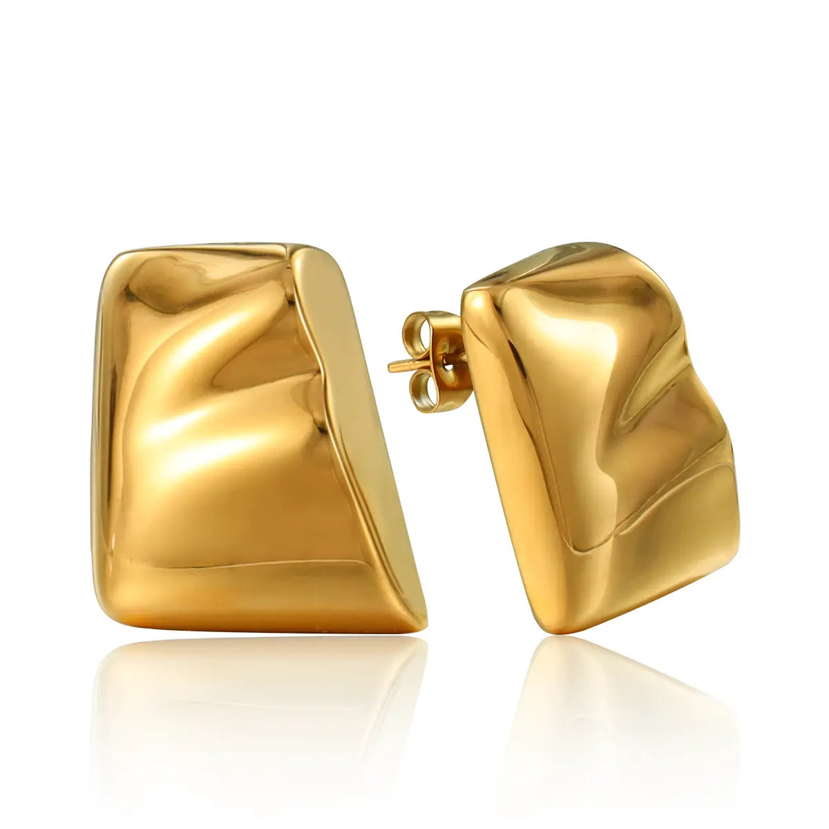 Glossy Irregular Geometric Gold Earrings